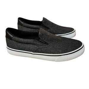 Lugz Shoes Men 10.5 Gray Canvas Slip On Oxford Sneaker Casual Comfort Stretch